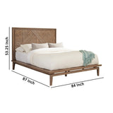 Platform style Wooden Eastern King Size Bed with Carved Headboard, Brown
