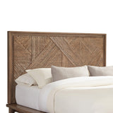 Platform style Wooden Eastern King Size Bed with Carved Headboard, Brown
