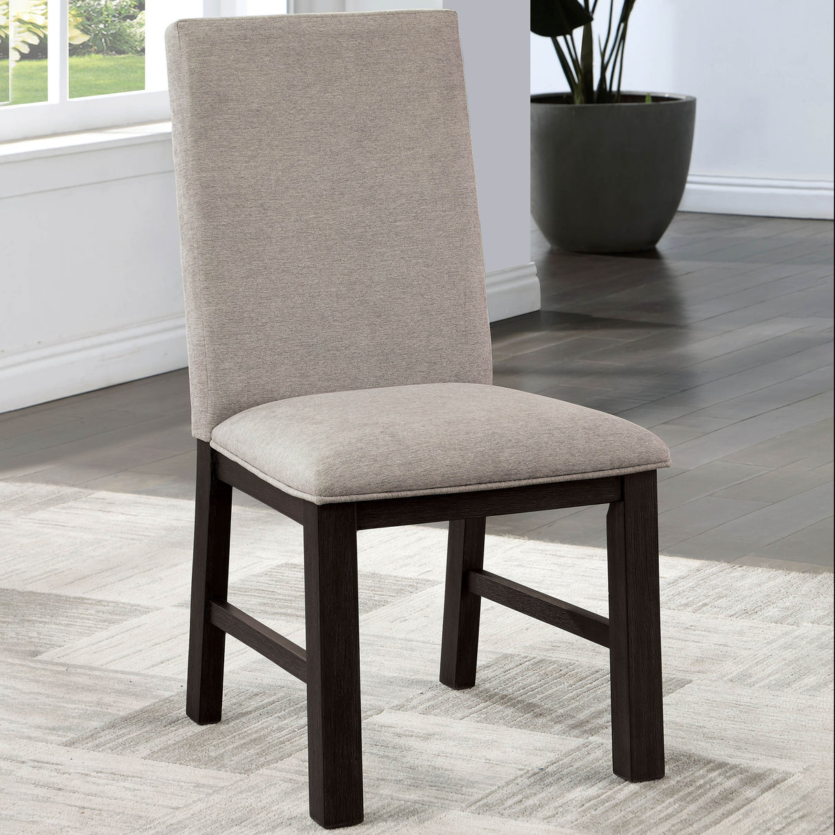 Plax Transitional Antique Black and Grey Wood 7-Piece Dining Table Set by Furniture of America