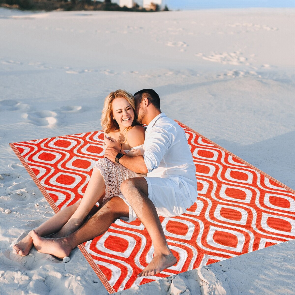 Playa Rug Outdoor Recycled Reversible Plastic Folded Mat/Rug Venice Collection Lightweight & Weather, Water and UV Resistant