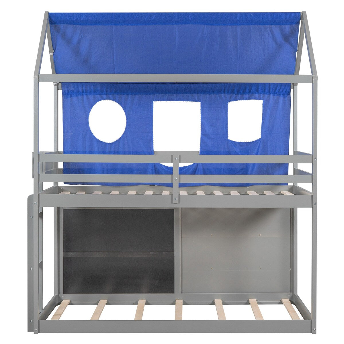 Playhouse Inspired Twin Over Twin Bunk Bed House Bed Kids Bed with Roof