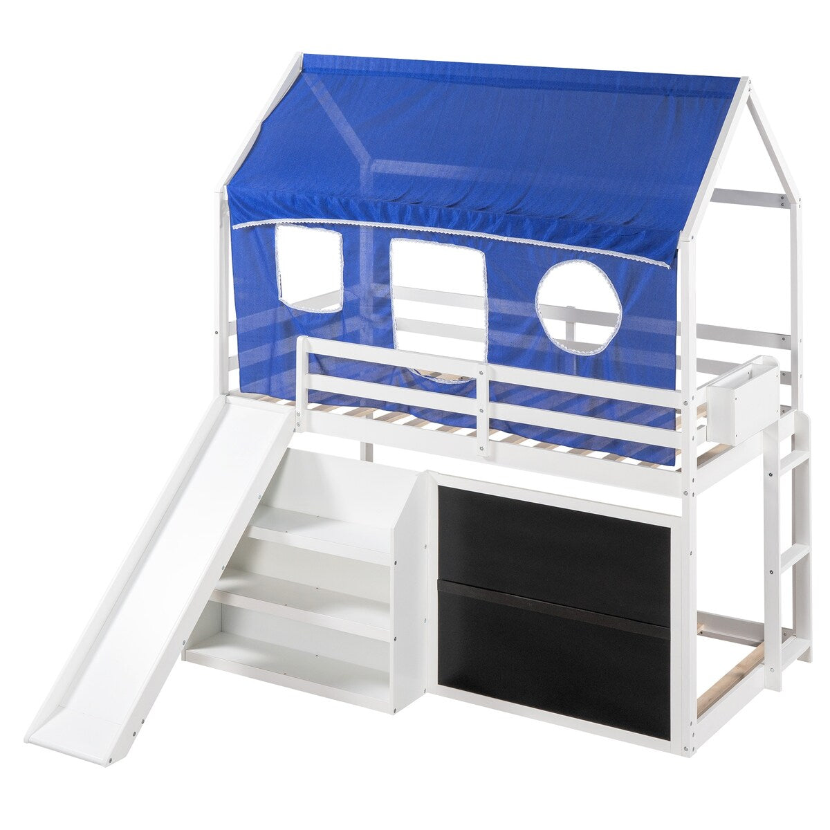 Playhouse Inspired Twin Over Twin Bunk Bed House Bed Kids Bed with Roof