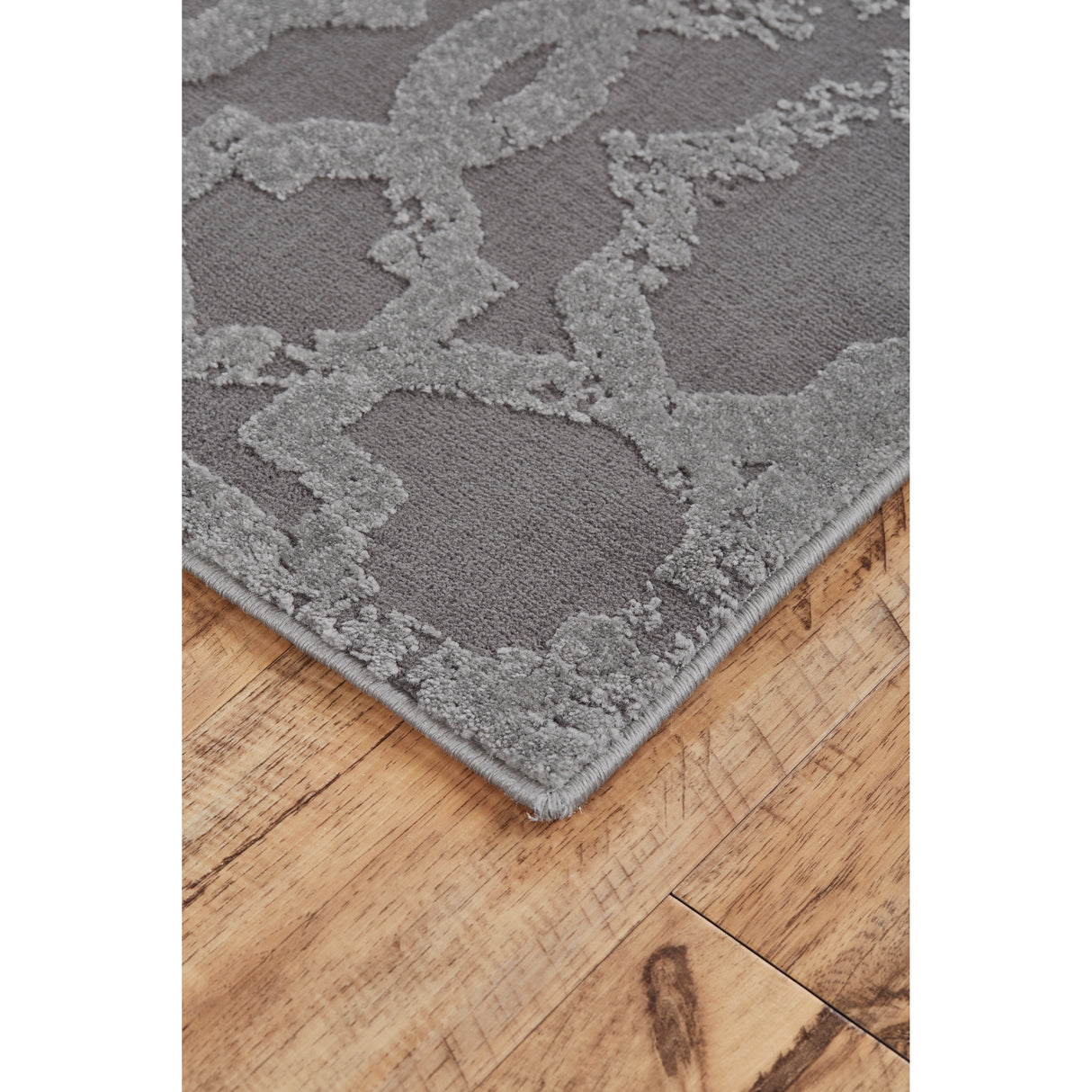 Plaza DIstressed Geometric Trellis Area Rug, Silver Gray/Steel Gray