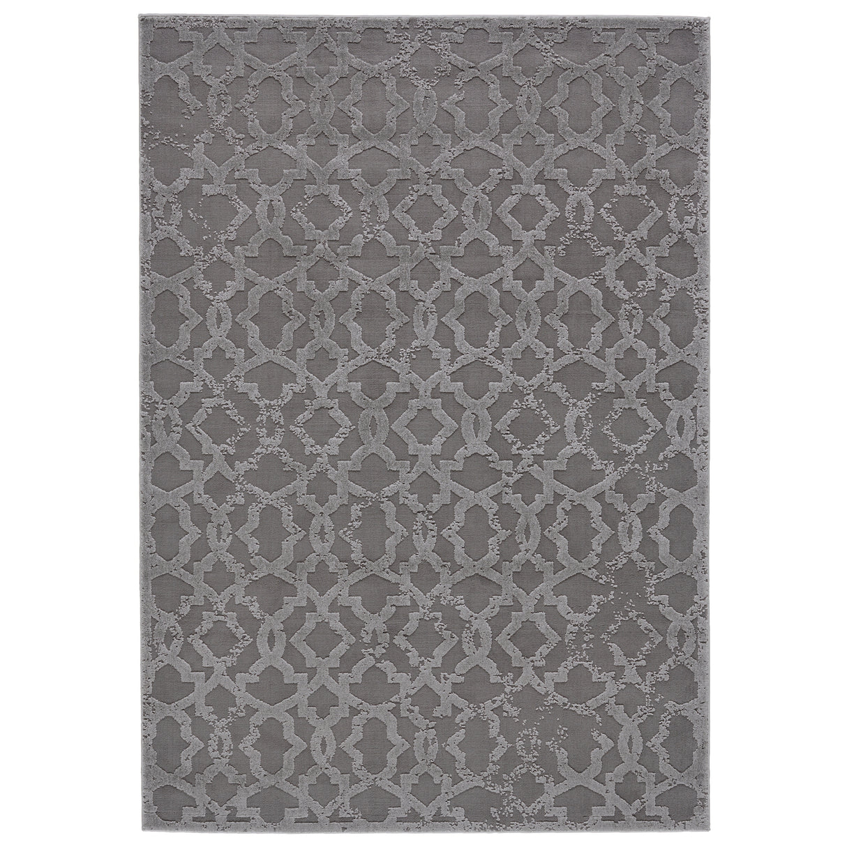 Plaza DIstressed Geometric Trellis Area Rug, Silver Gray/Steel Gray