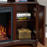 Pleasant Hearth Merrill 54" TV Stand with Electric Fireplace in Merlot - 54 inches in width