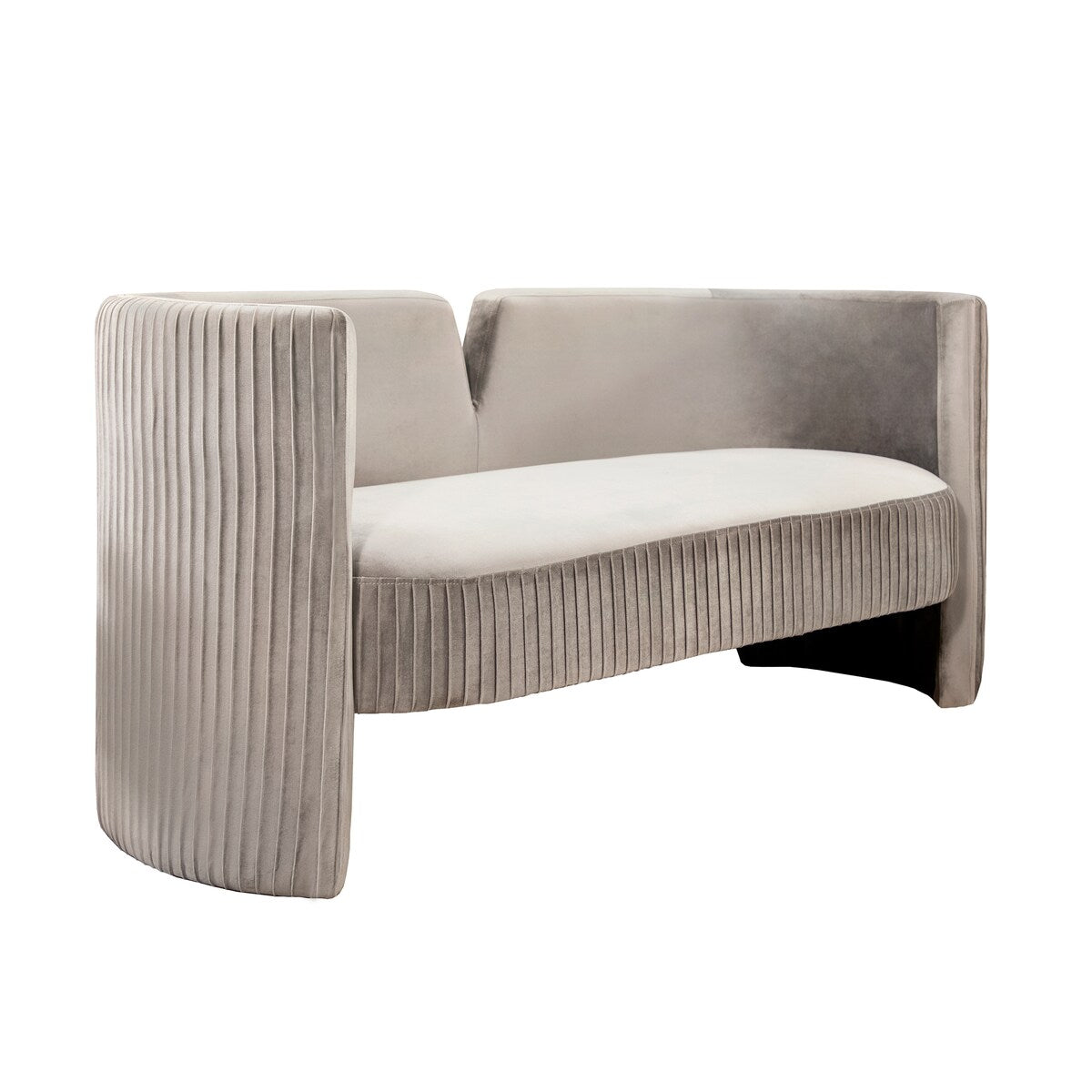 Pleated Velveteen Sofa, Taupe 29.0"H - 56.0" x 26.0" x 29.0"