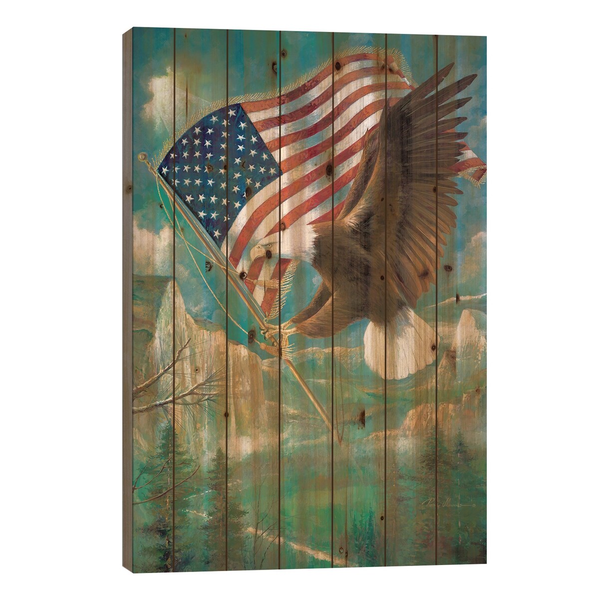 Pledge Of Allegiance Print On Wood by Ruane Manning - Multi-Color