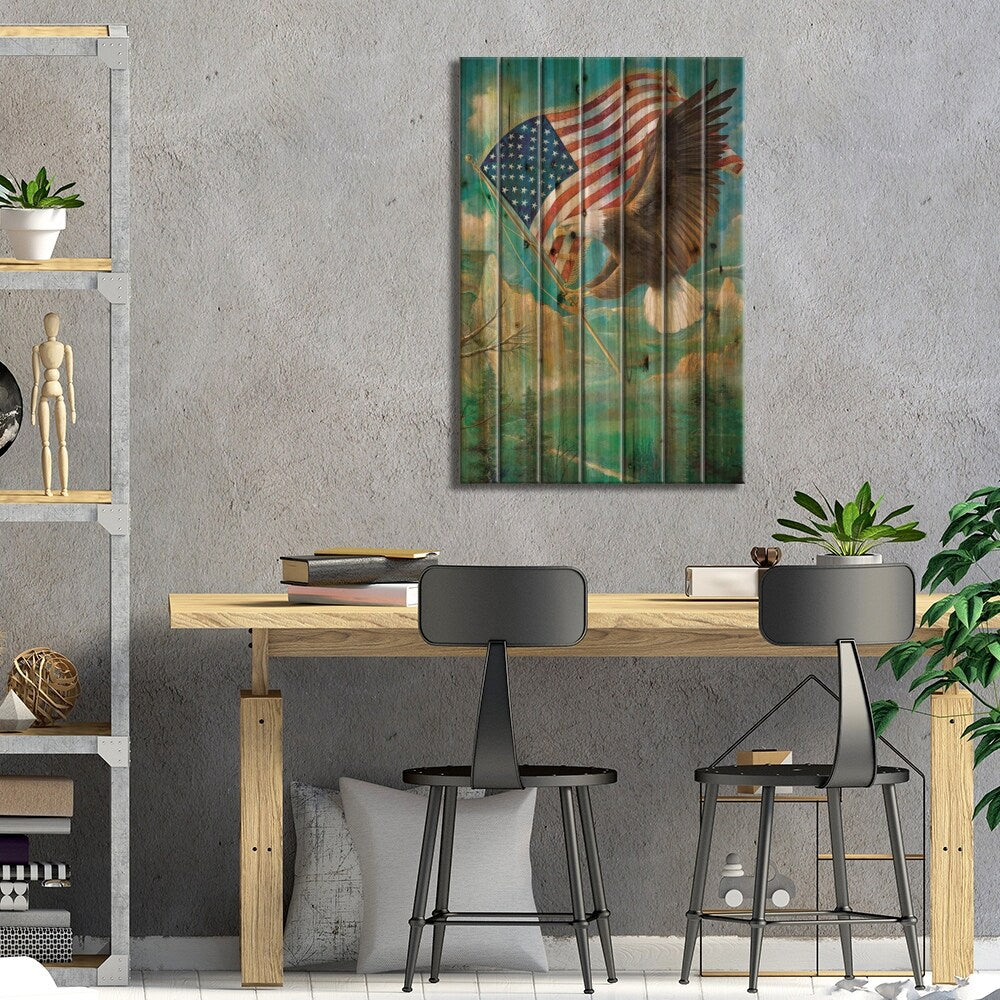 Pledge Of Allegiance Print On Wood by Ruane Manning - Multi-Color
