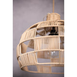 Plug In Wicker Rattan Natural Pendant Dome Shape Hanging Light - 16" Wide
