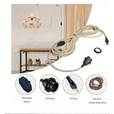 Plug In Wicker Rattan Natural Pendant Dome Shape Hanging Light - 16" Wide