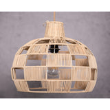Plug In Wicker Rattan Natural Pendant Dome Shape Hanging Light - 16" Wide