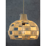 Plug In Wicker Rattan Natural Pendant Dome Shape Hanging Light - 16" Wide