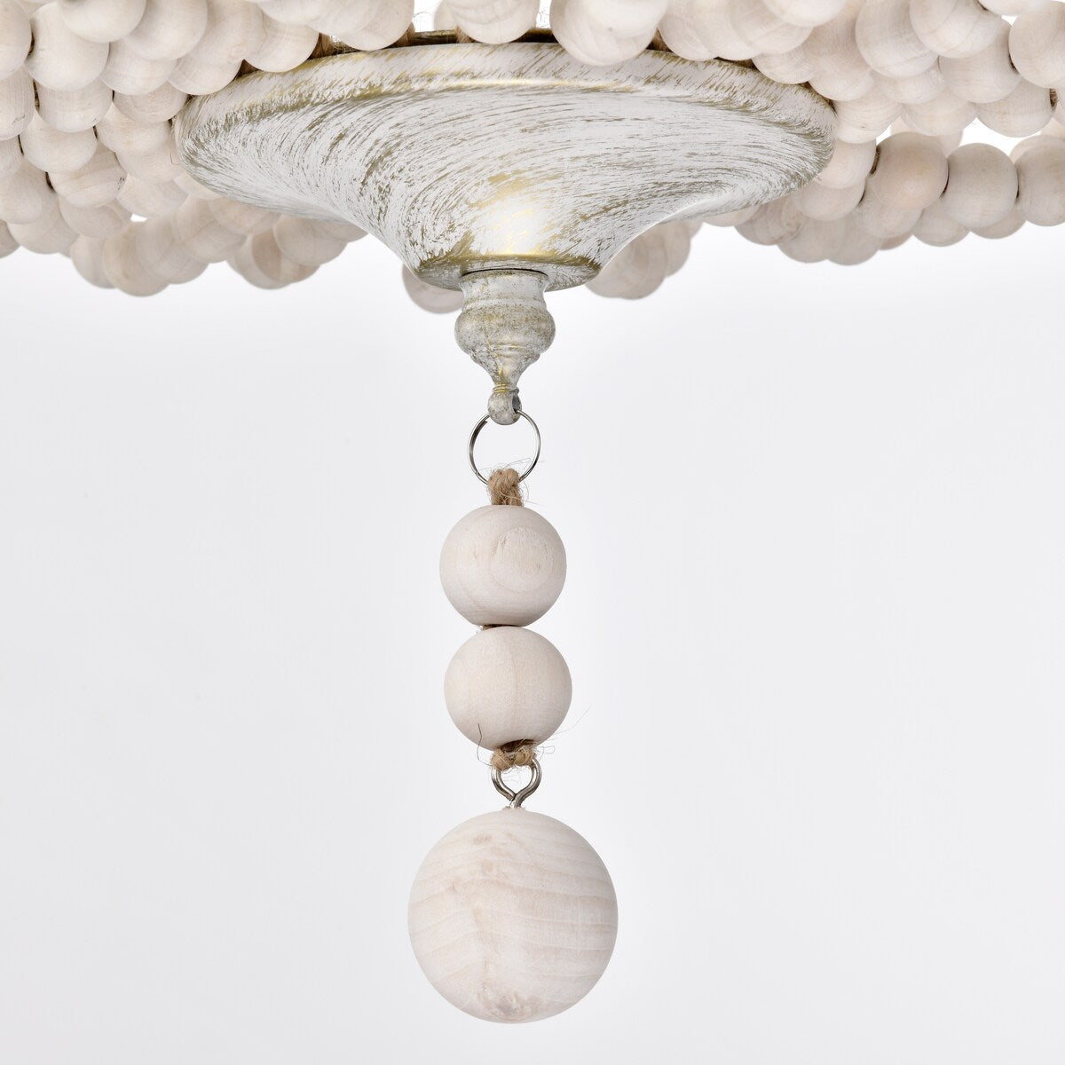 Plug in Wood Beaded Chandelier 3-Light Boho Plug in Pendant Light