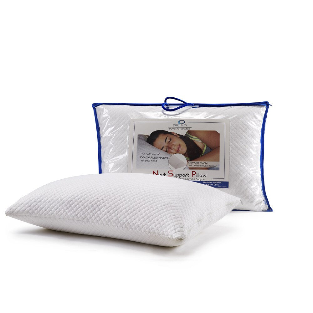 Plush Memory Foam and Down Alternative Neck Support Jumbo Pillow - White