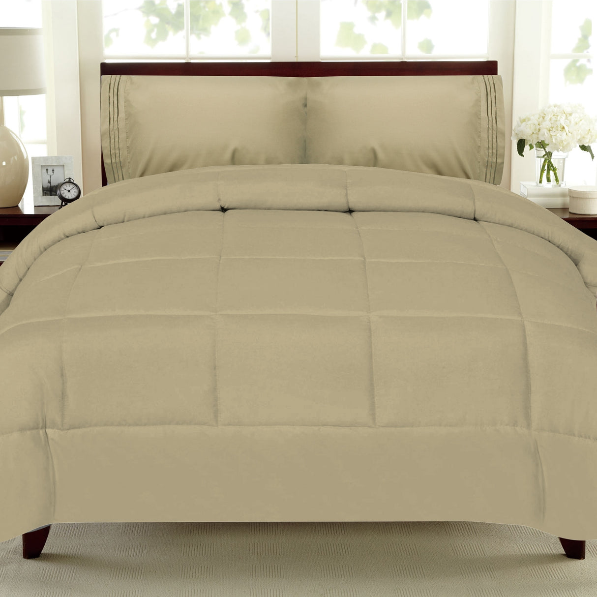 Plush Solid Color Box Stitch Down Alternative Comforter