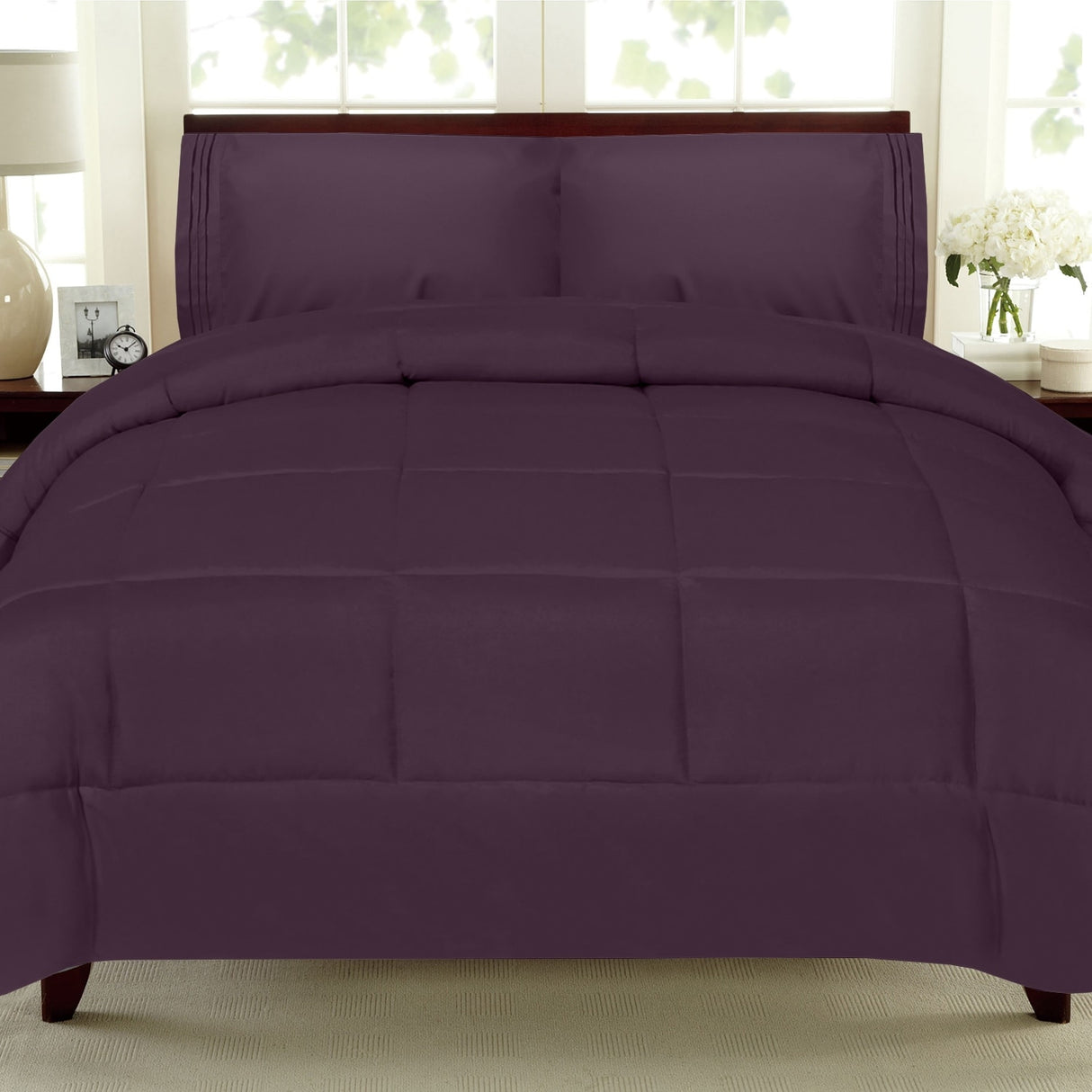 Plush Solid Color Box Stitch Down Alternative Comforter