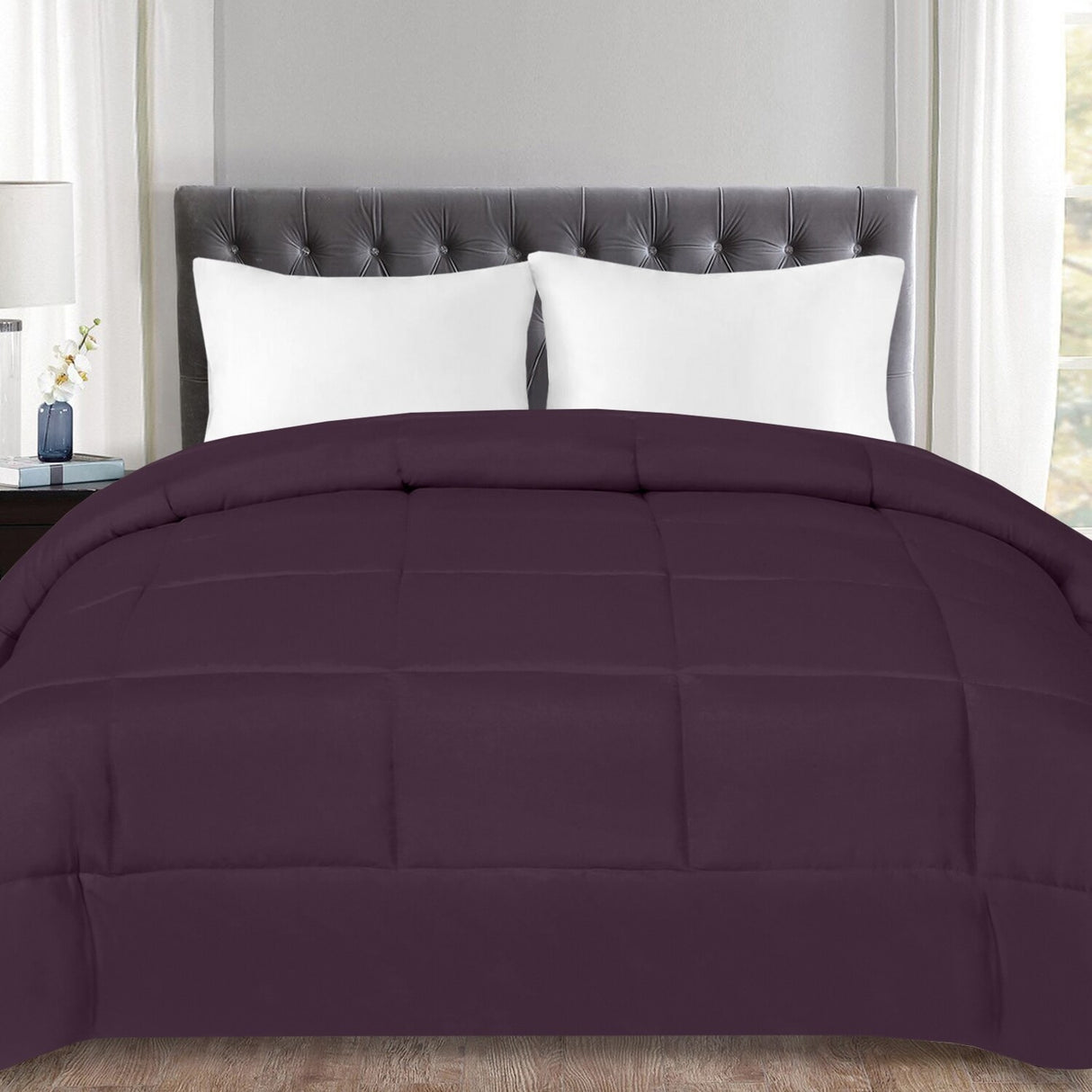 Plush Solid Color Box Stitch Down Alternative Comforter