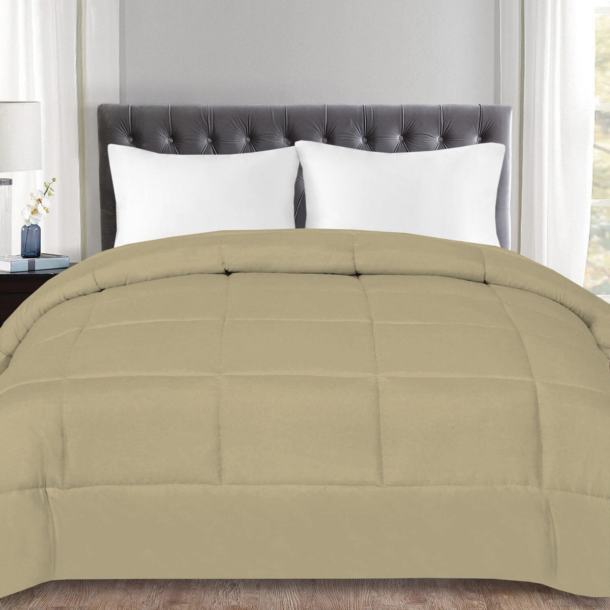 Plush Solid Color Box Stitch Down Alternative Comforter