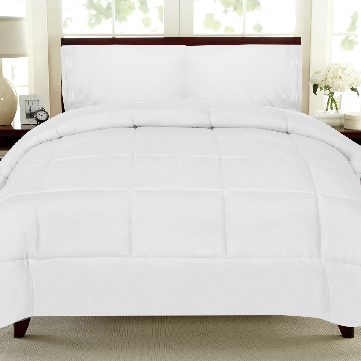 Plush Solid Color Box Stitch Down Alternative Comforter