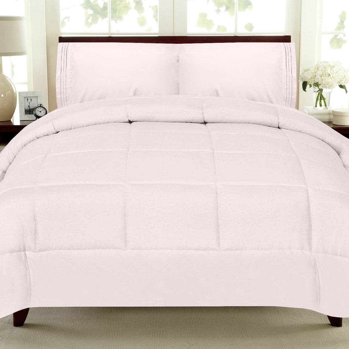 Plush Solid Color Box Stitch Down Alternative Comforter