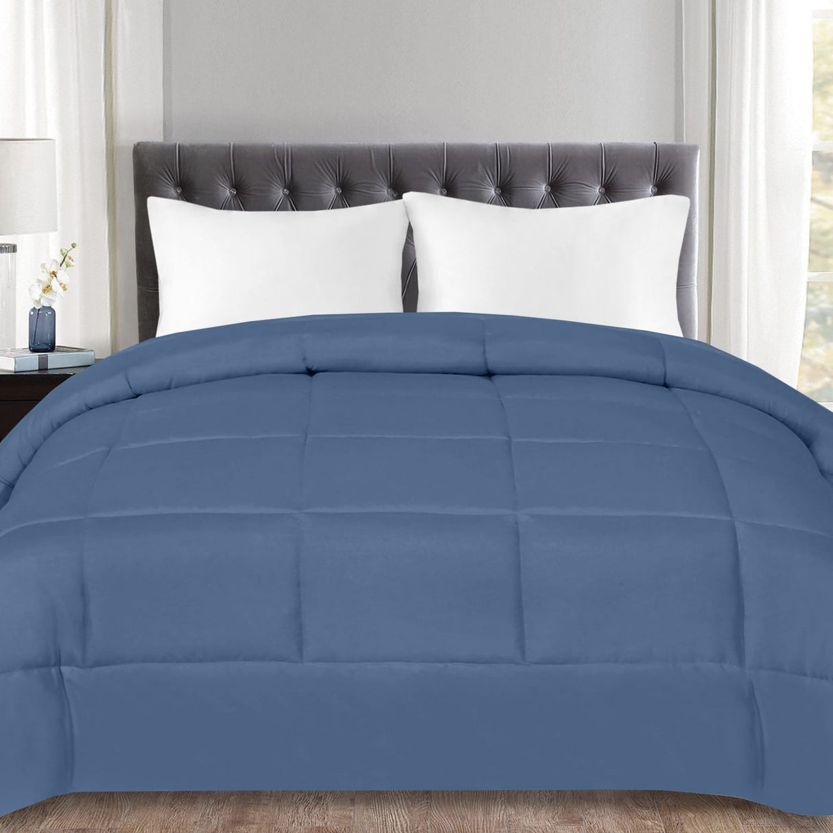 Plush Solid Color Box Stitch Down Alternative Comforter