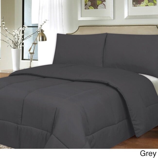 Plush Solid Color Box Stitch Down Alternative Comforter