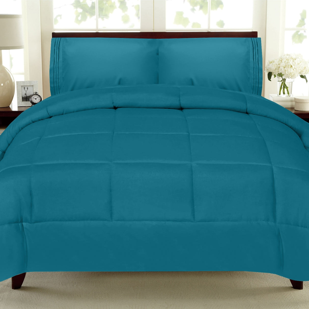 Plush Solid Color Box Stitch Down Alternative Comforter