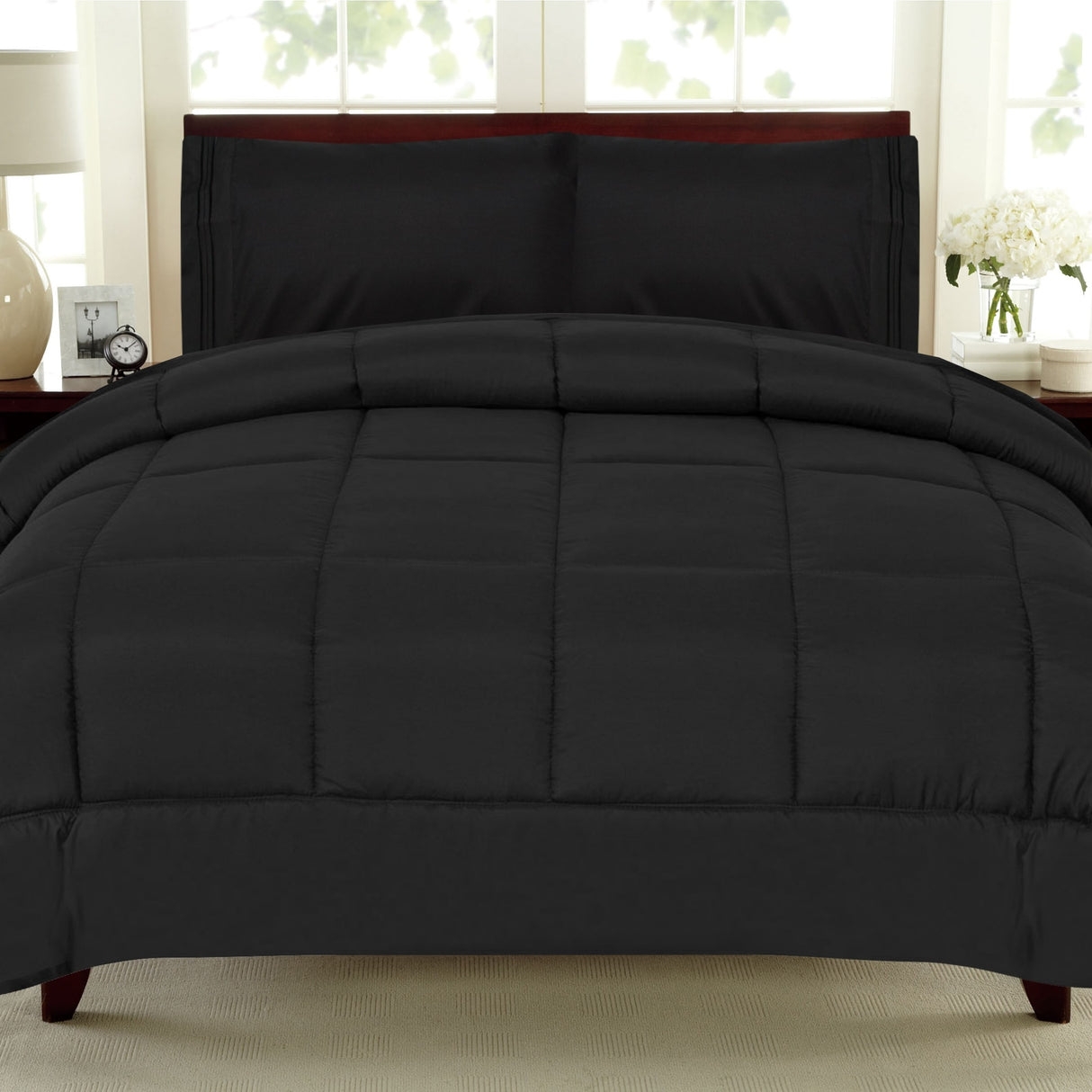 Plush Solid Color Box Stitch Down Alternative Comforter