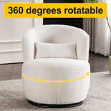 Plush Swivel Accent Chair - Contemporary Round Armchair with 360°Rotation and Metal Base for Living Room Elegance