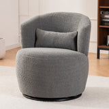 Plush Swivel Accent Chair - Contemporary Round Armchair with 360°Rotation and Metal Base for Living Room Elegance