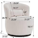 Plush Swivel Accent Chair - Contemporary Round Armchair with 360°Rotation and Metal Base for Living Room Elegance