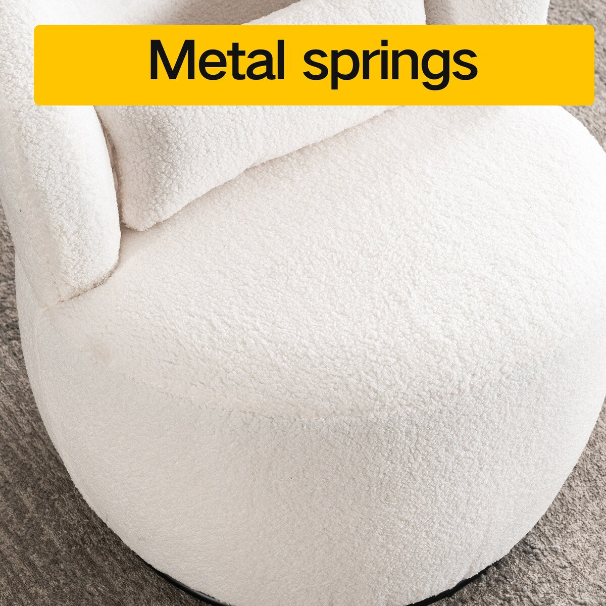 Plush Swivel Accent Chair - Contemporary Round Armchair with 360°Rotation and Metal Base for Living Room Elegance