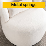 Plush Swivel Accent Chair - Contemporary Round Armchair with 360°Rotation and Metal Base for Living Room Elegance