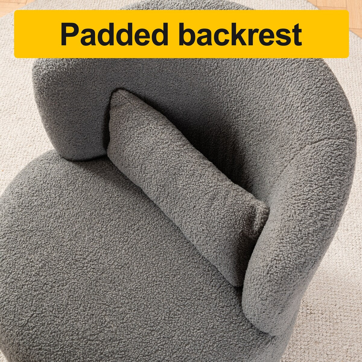 Plush Swivel Accent Chair - Contemporary Round Armchair with 360°Rotation and Metal Base for Living Room Elegance