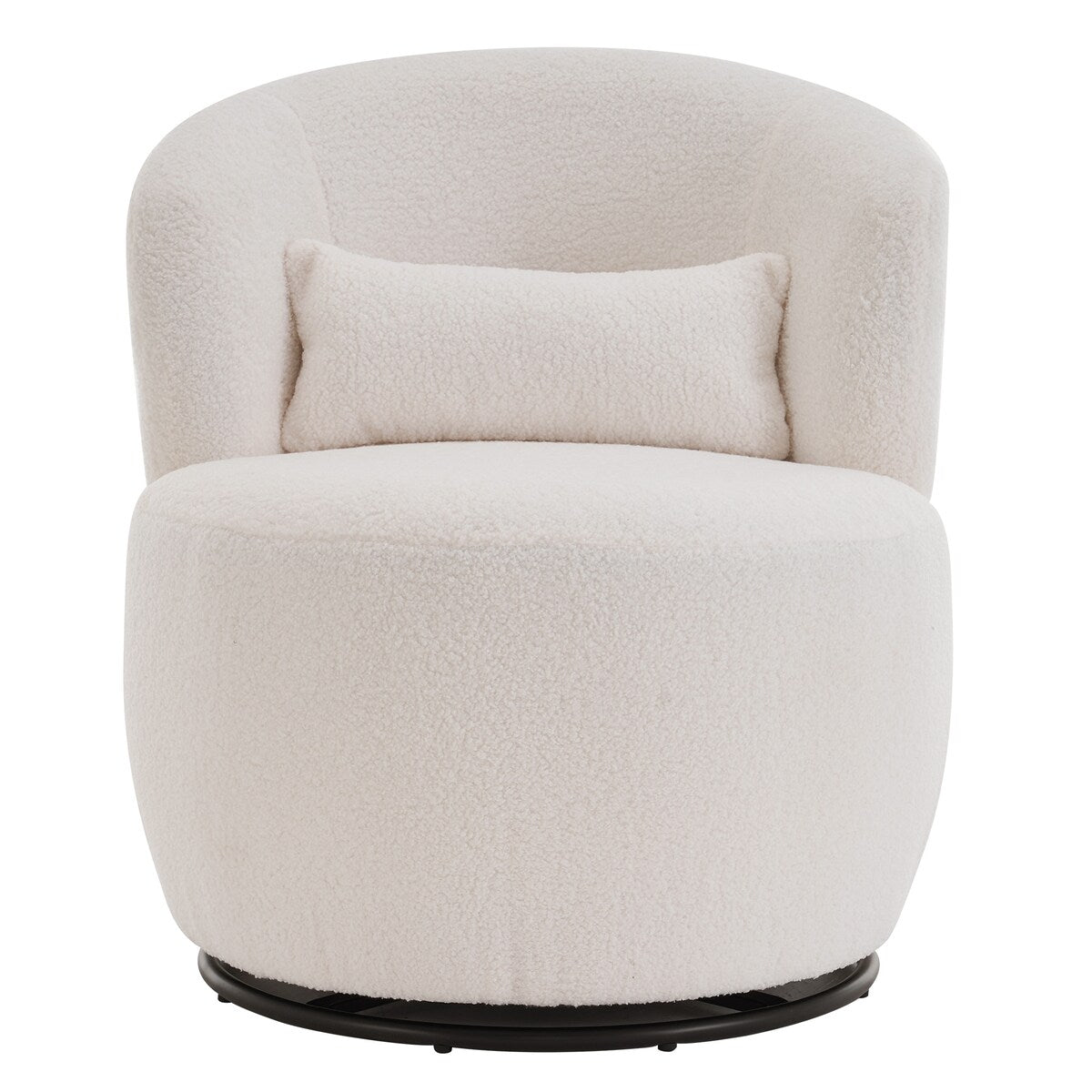 Plush Swivel Accent Chair - Contemporary Round Armchair with 360°Rotation and Metal Base for Living Room Elegance