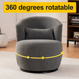 Plush Swivel Accent Chair - Contemporary Round Armchair with 360°Rotation and Metal Base for Living Room Elegance