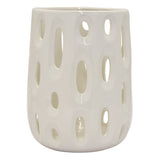 Plutus Brands Ceramic Vase With Holes in White Porcelain
