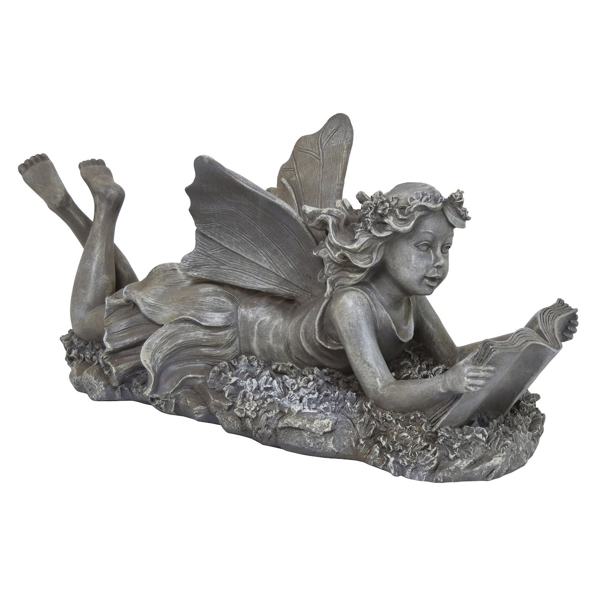 Plutus Brands Fairy Reading Book in Gray Resin - Grey
