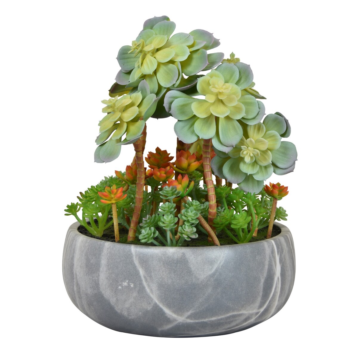 Plutus Brands Faux Succulent Pot in Green Terracotta - 14