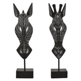 Plutus Brands Giraffe Head Black in Black Resin Set of 2