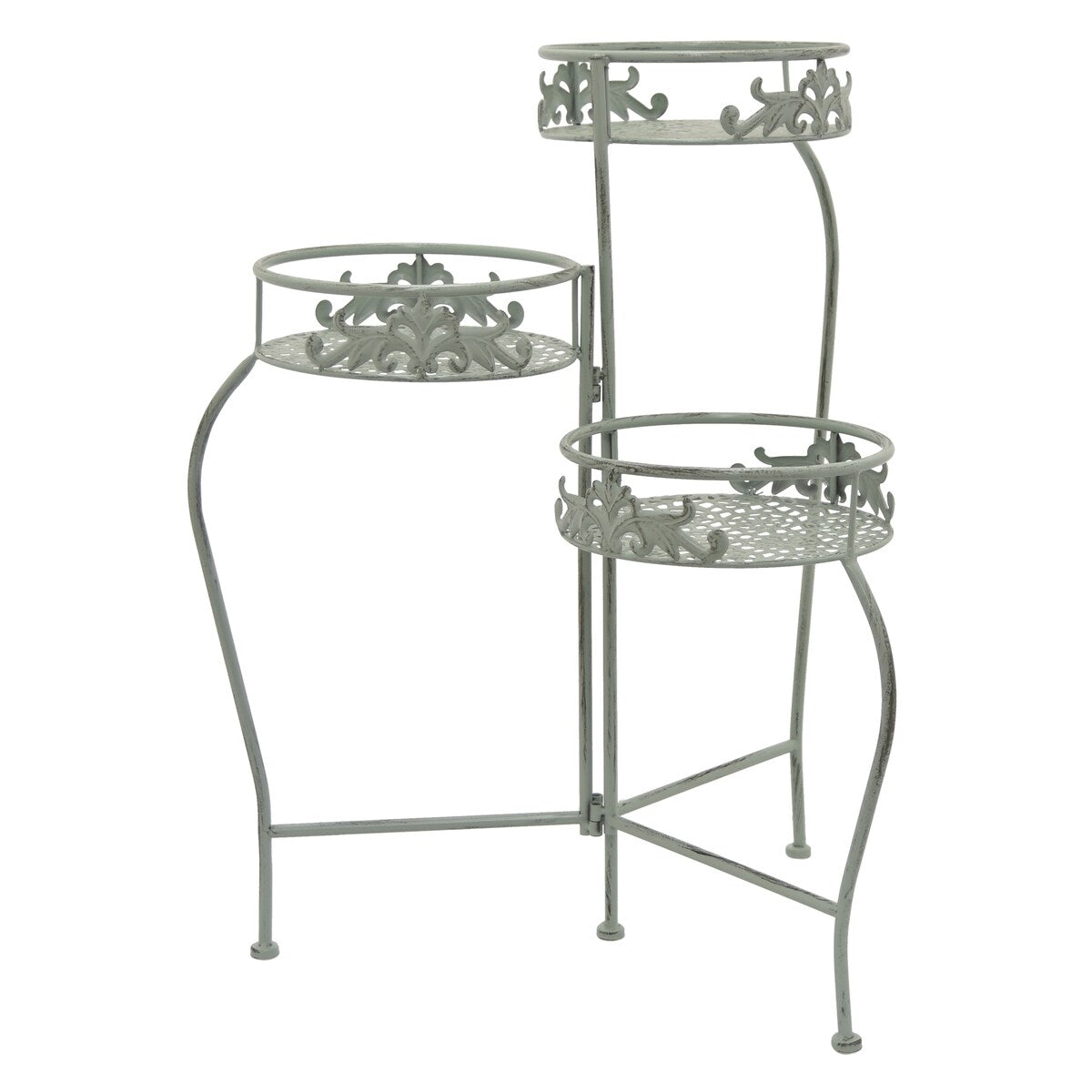 Plutus Brands Metal Folding Plant Stand in Green Metal