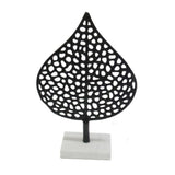Plutus Brands Metal Leaf W/marble Base in Black Metal