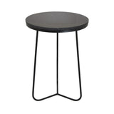 Plutus Brands Metal Marble Top Plant Stand in Black Metal