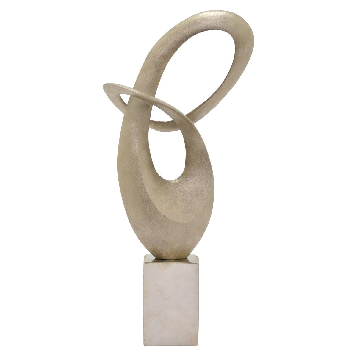 Plutus Brands Metal Sculpture On Marble Base in Silver Marble