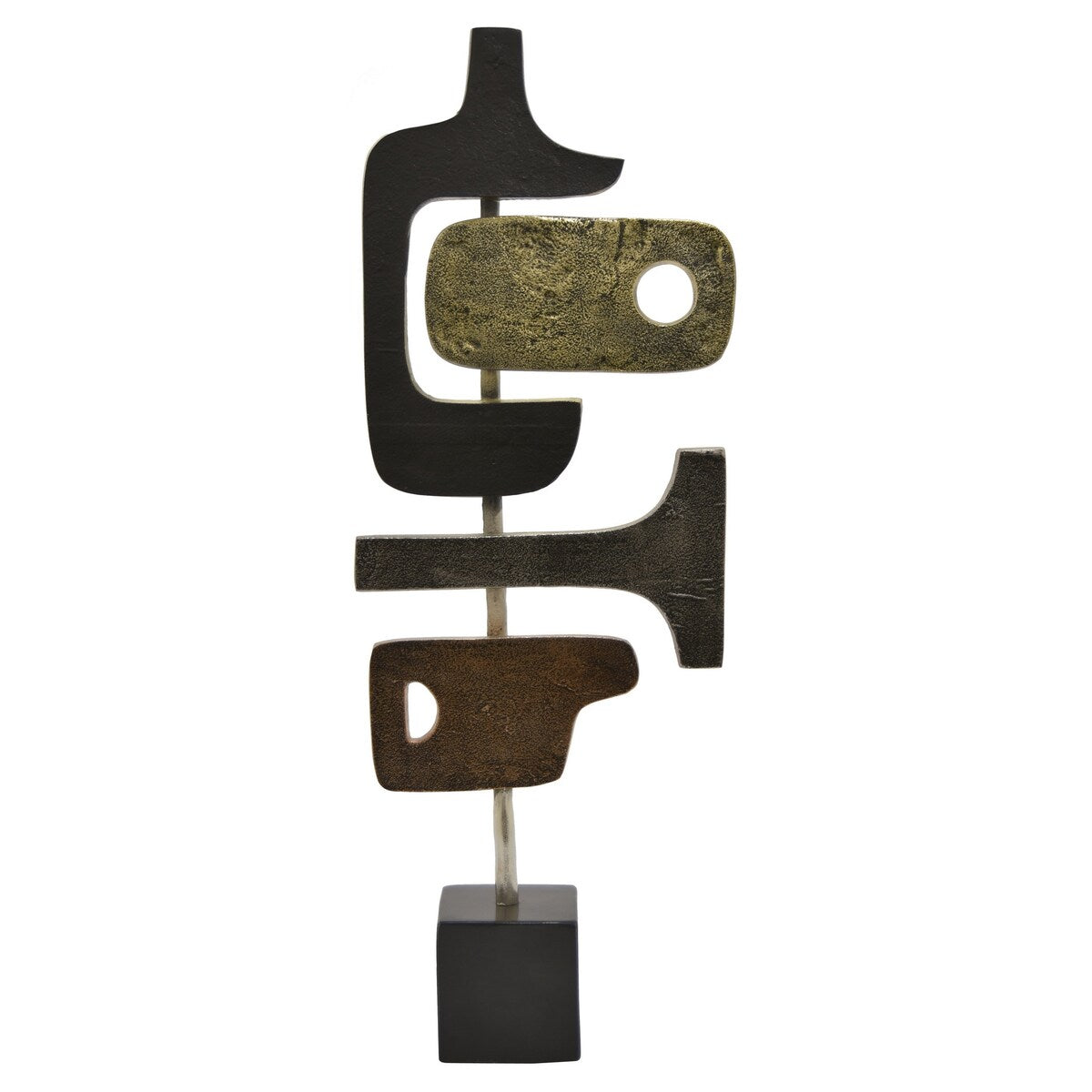 Plutus Brands Metal Sculpture W/marble Base in Black Metal