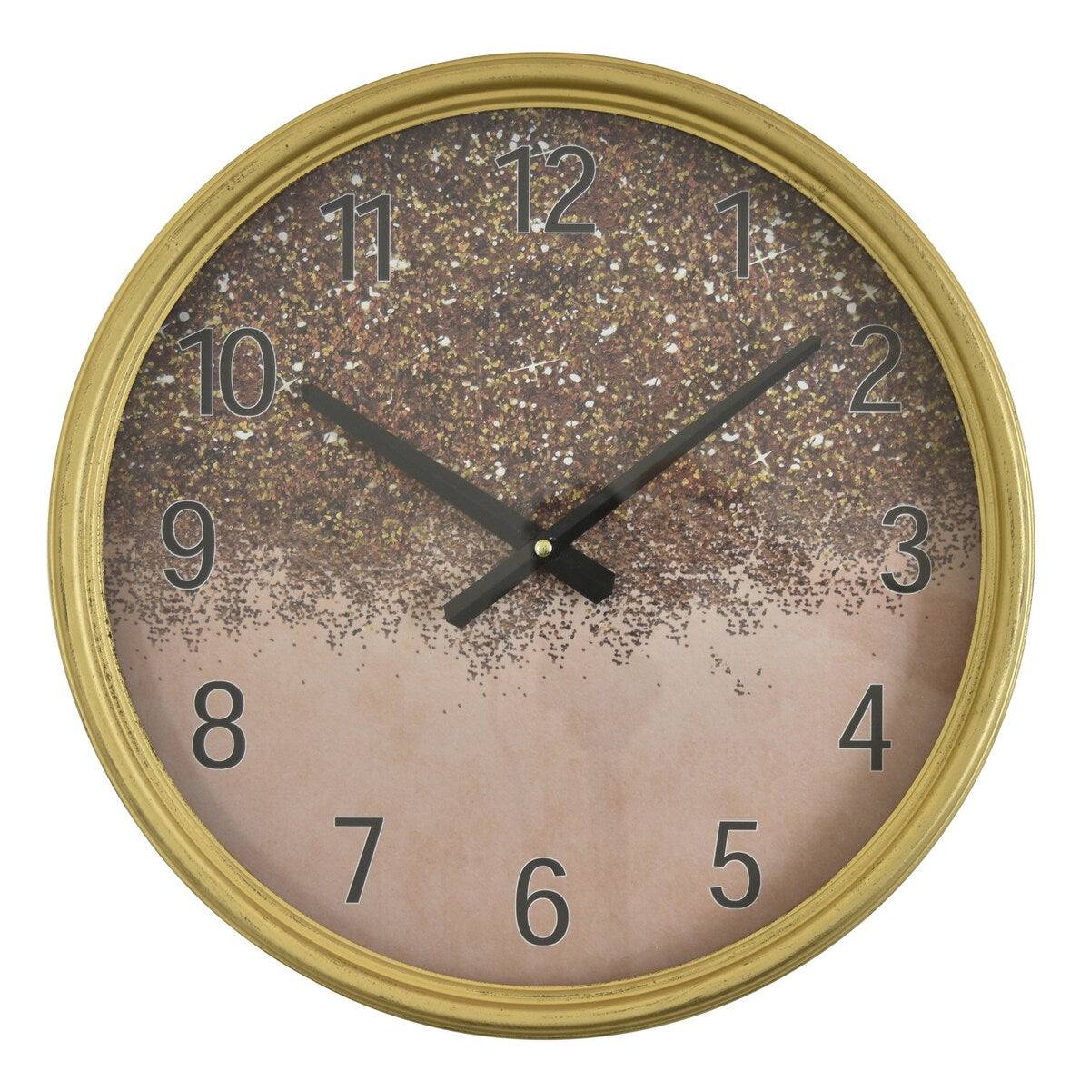 Plutus Brands Metal Wall Clock in Gold Metal