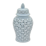 Plutus Brands Pierced Jar in Blue Porcelain