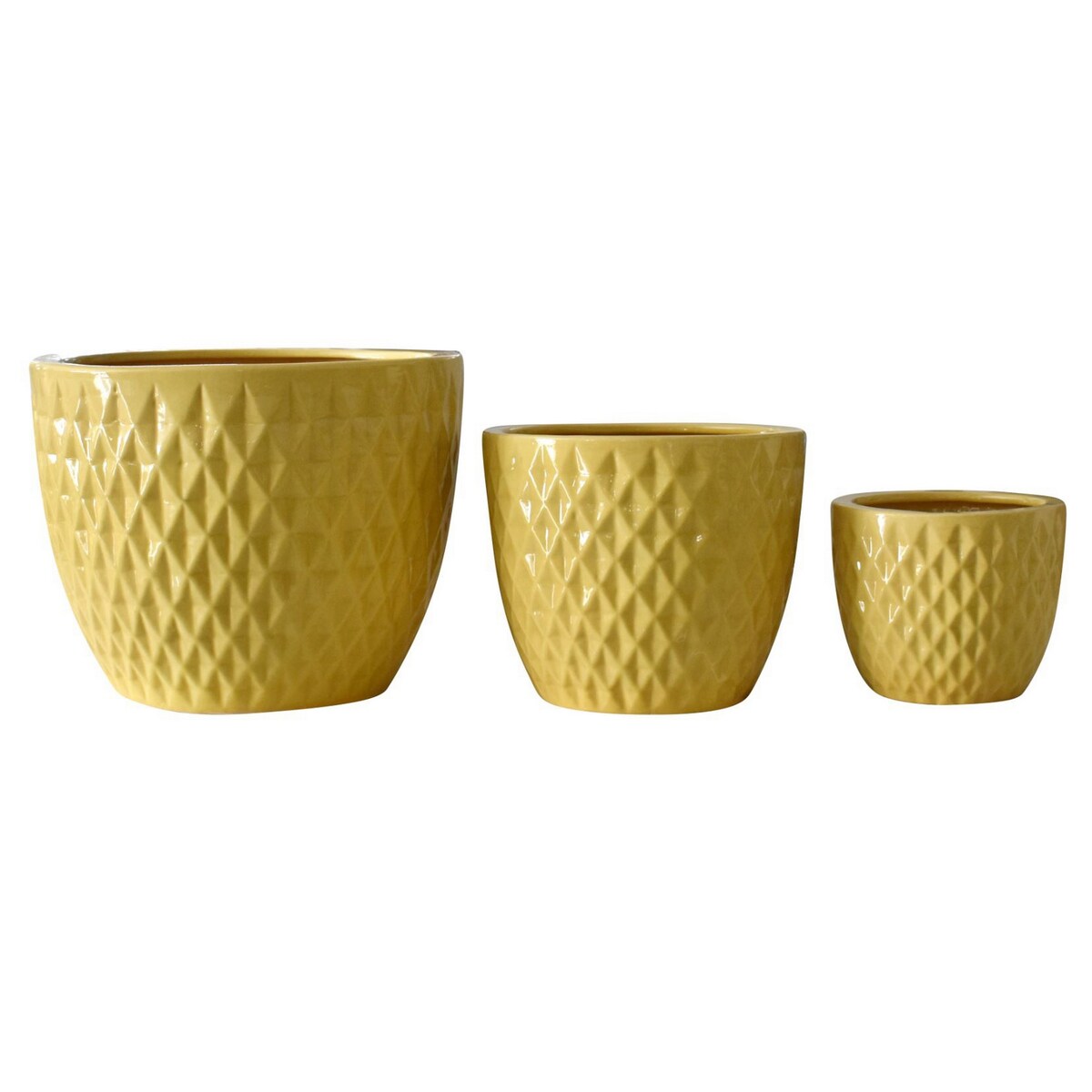 Plutus Brands Planter Set Of 3 in Yellow Porcelain