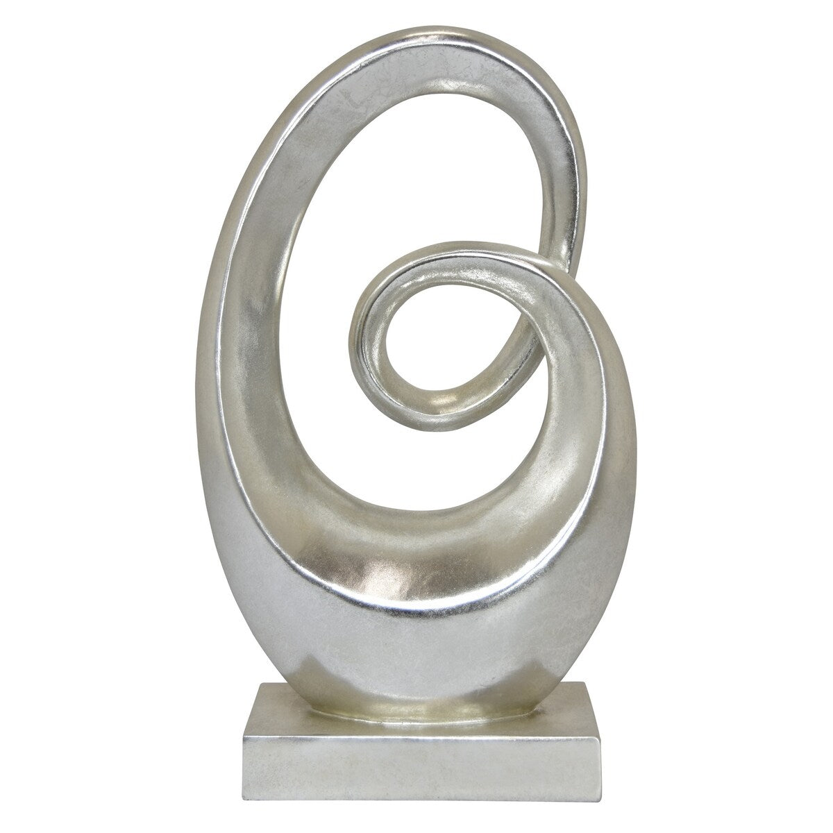 Plutus Brands Sculpture On Base in Silver Resin