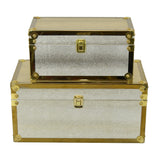 Plutus Brands Wood Box in Bronze Wood Set of 2